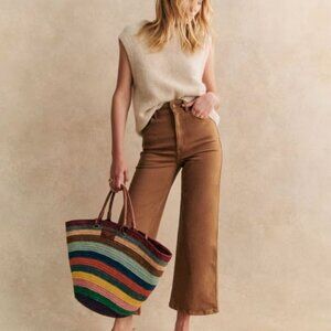 Sezane Le Crop Jeans - Wide Leg Cropped Denim  / Color: Coffee / Size: 4 (EU 36)